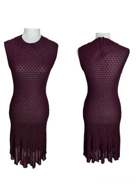 Kate Spade Knit Crochet Dress Size Small Burgundy